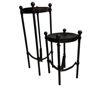 Metal Tabletop Candle/Plant Stands Set 2 Tier Bronze Round Display Decor Accent